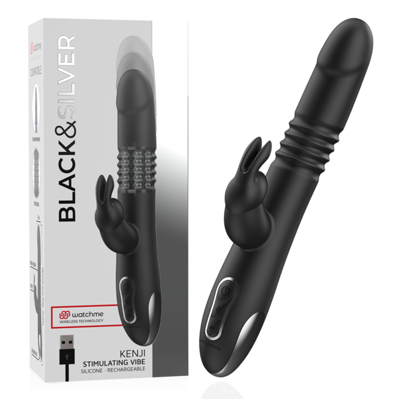 BLACK&SILVER - KENJI VIBRADOR RABBIT UP & DOWN + CONTROLO REMOTO WATCHME