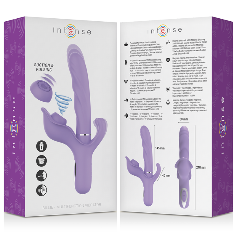 INTENSE - VIBRADOR DE SUCÇÃO MULTIFUNCIONAL BILLIE RECARREGÁVEL COM BOTÃO ROXO