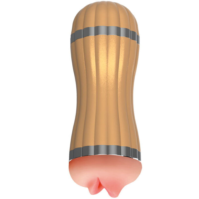ARMONY - BEVIS DUPLO MASTURBADOR VAGINAL E BOCAL SEM VIBRAÇÃO DOURADO