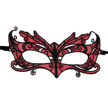 QUEEN LINGERIE - MSCARA DE RENDA COM DETALHES VERMELHOS