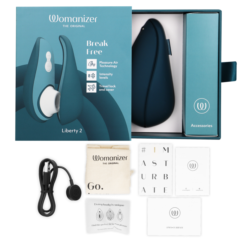 WOMANIZER - LIBERTY 2 ESTIMULADOR DE CLITÓRIS E SUCÇÃO AZUL
