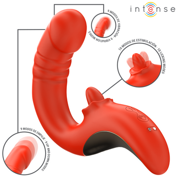 INTENSE - VIBRADOR E ESTIMULADOR PAULINA EM FORMATO U VERMELHO