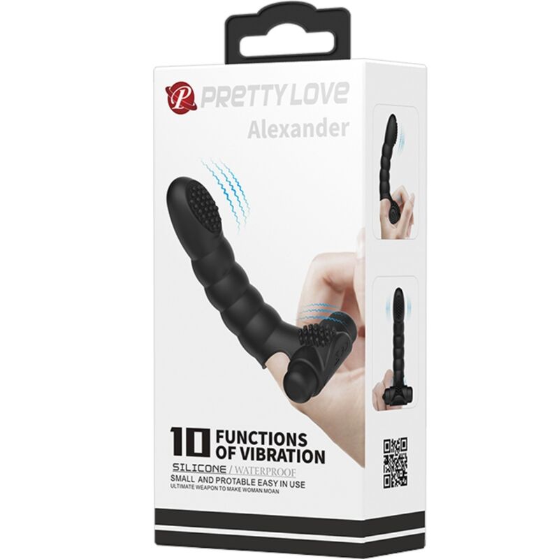 PRETTY LOVE - VIBRADOR DE DEDO ALEXANDER 10 VIBRAÇÕES PRETO