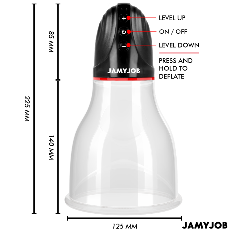 JAMYJOB - BOMBA DE TESTÍCULOS AUTOMÁTICA XPAND LITE 3 NÍVEIS DE SUCÇÃO CINZA