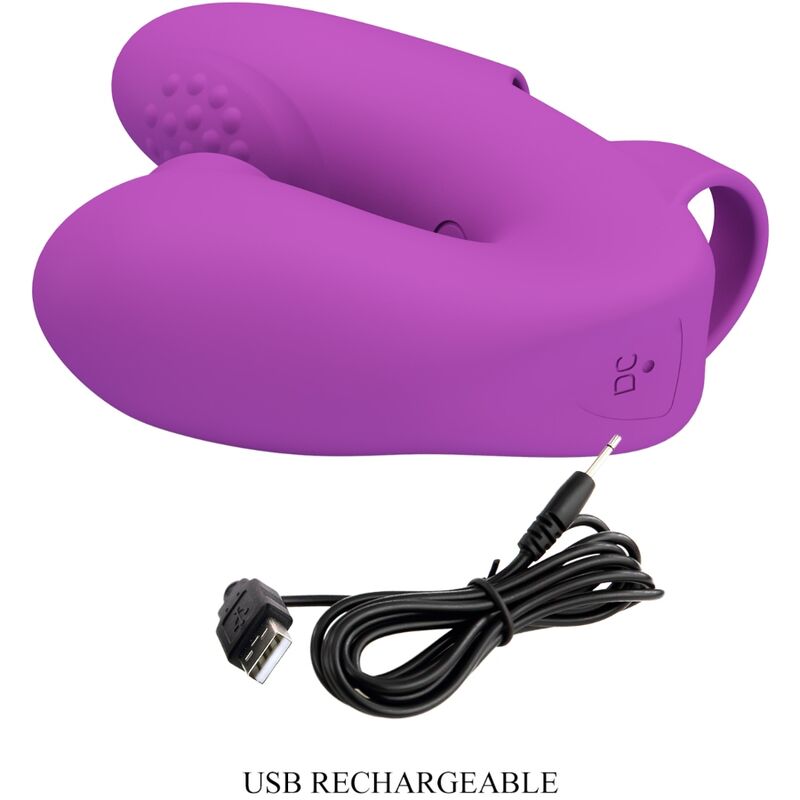 PRETTY LOVE - VIBRADOR DE DEDO ATHENA COM ESTIMULADOR DE CLITÓRIS ROXO