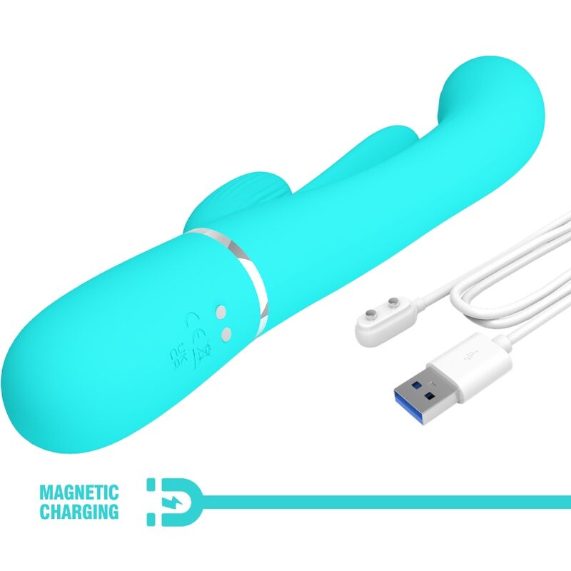 PRETTY LOVE - SHANIA TRIPLE RABBIT MULTIFUNCIONAL VIBRADOR 3 EM 1 AZUL