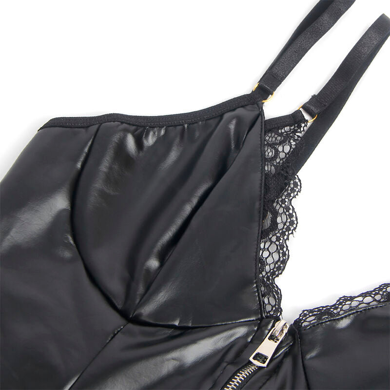 SUBBLIME - 955458 BODY COURO PRETO COM ZÍPER S/M