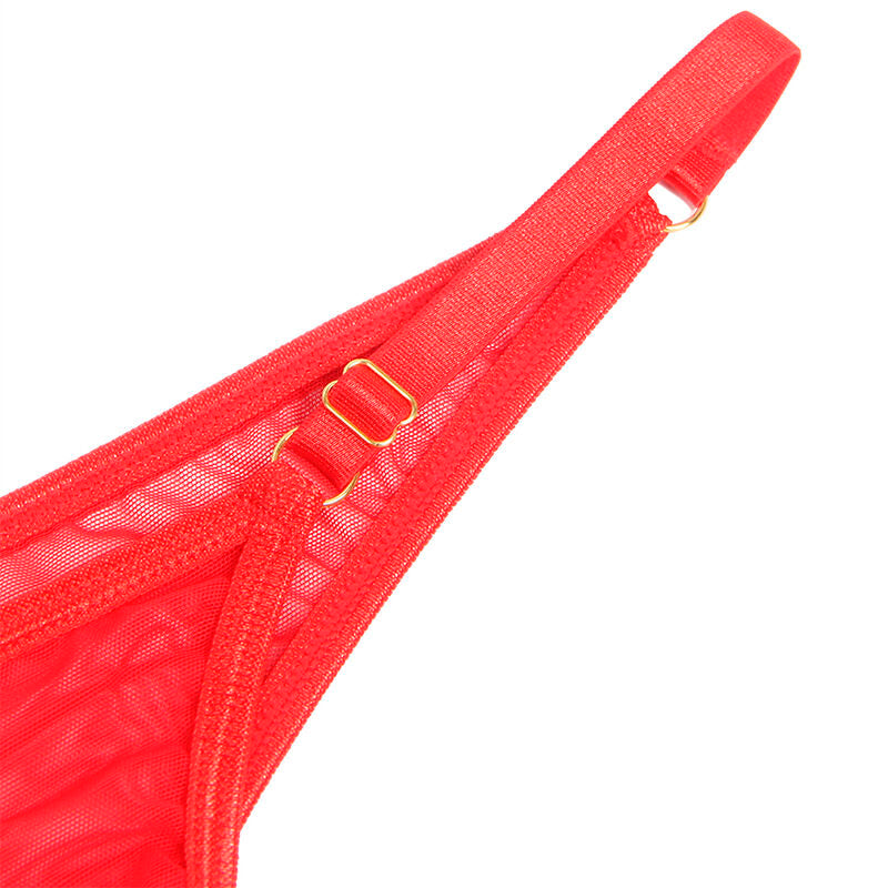 SUBBLIME - 955526 CONJUNTO DE SUTIÃ COM CORRENTES E MALHA CORAÇÃO VERMELHO L/XL