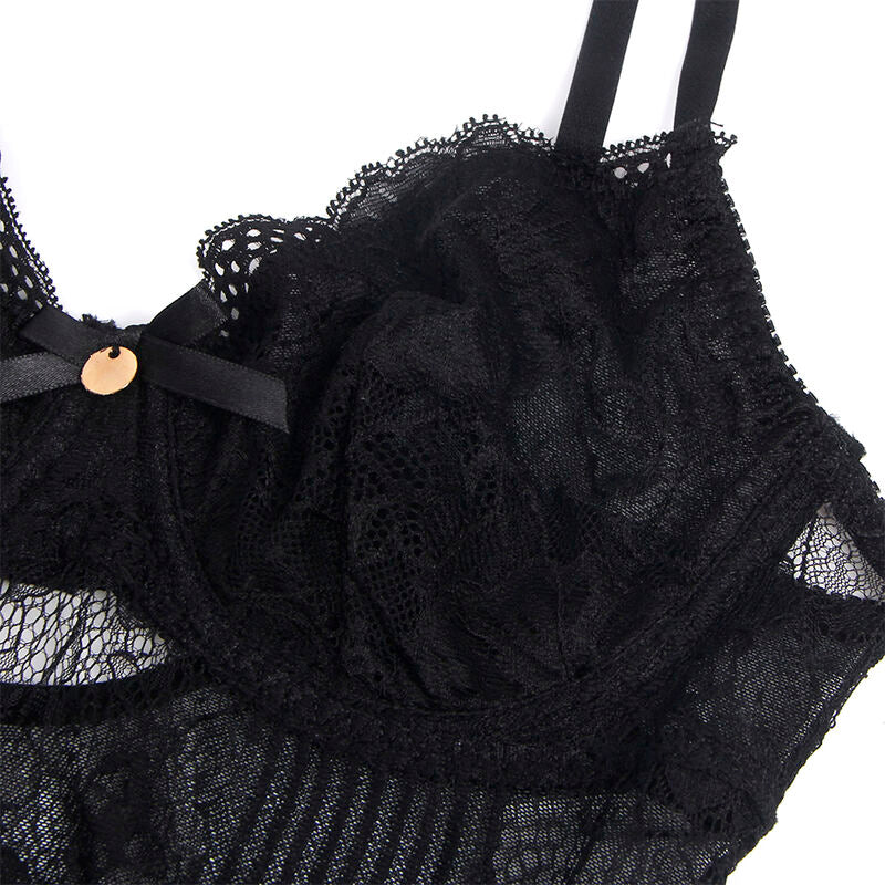 SUBBLIME - 955618 BODYSUIT DE RENDA COM FECHO DE BAIXO PRETO S/M