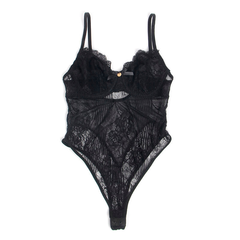 SUBBLIME - 955618 BODYSUIT DE RENDA COM FECHO DE BAIXO PRETO S/M