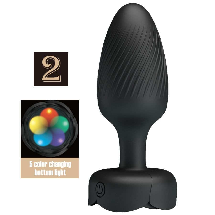 PRETTY LOVE - VARIAN ANAL PLUG COM LUZ LED PRETO 10,8 CM