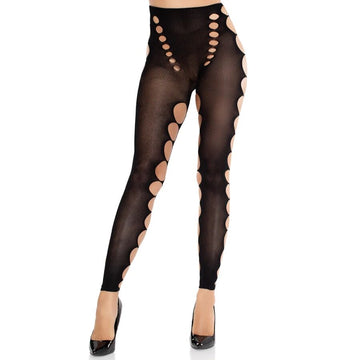 LEG AVENUE - MEIAS OPACAS SEM COSTURA COM RECORTE NOS PÉS PRETAS