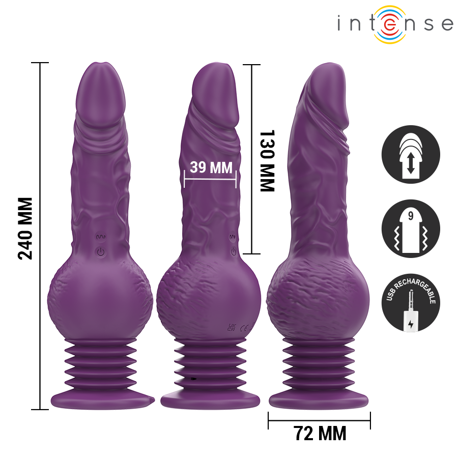 INTENSE - VIBRADOR MULTIFUNCIONAL TATUM COM VIBRAÇÃO PARA CIMA E PARA BAIXO 24 CM ROXO