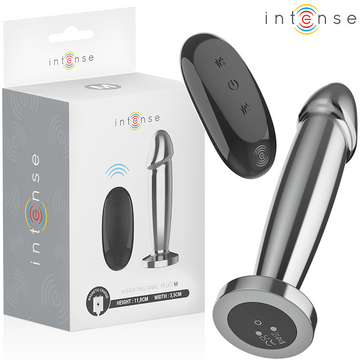 INTENSE - PLUG ANAL 10 VIBRAÇÕES DILDO DE METAL COM CONTROLE REMOTO M