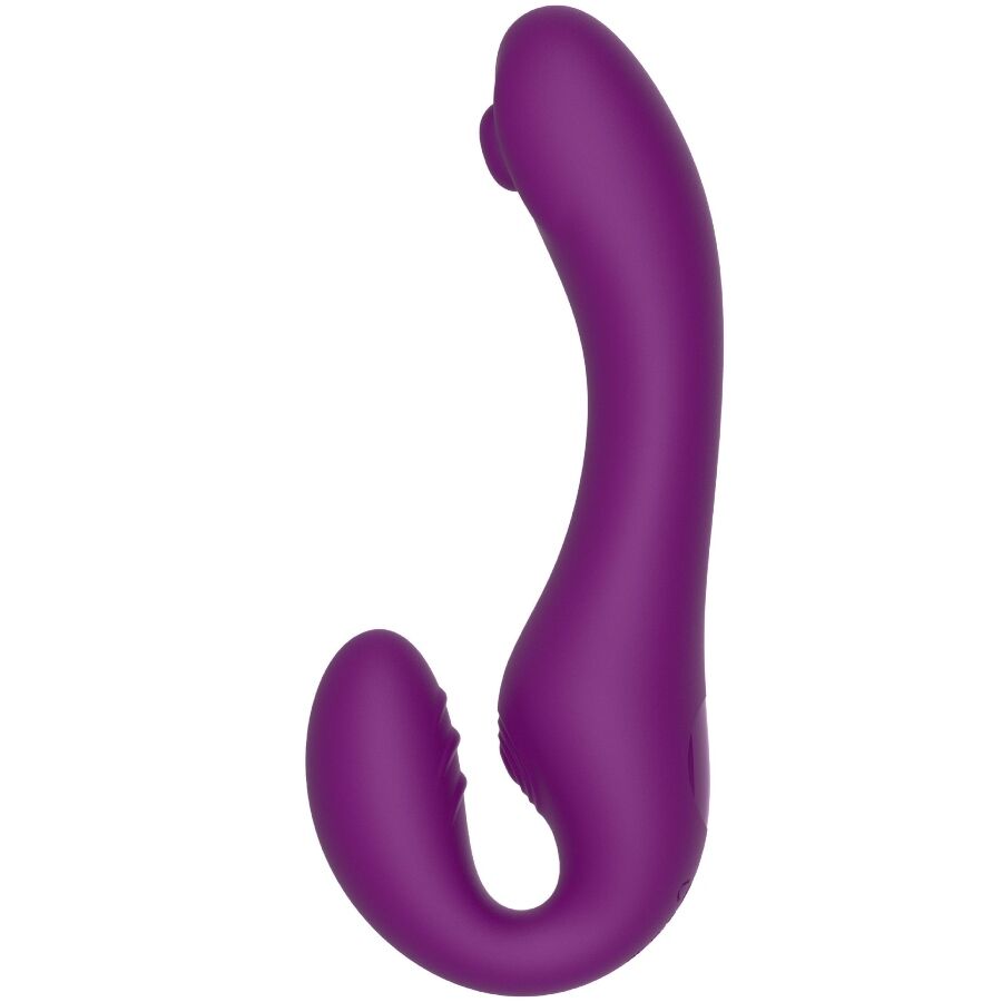 XOCOON - VIBRADOR STRAP-ON 2 EM 1 SEM ALÇAS COM CONTROLE REMOTO ROXO