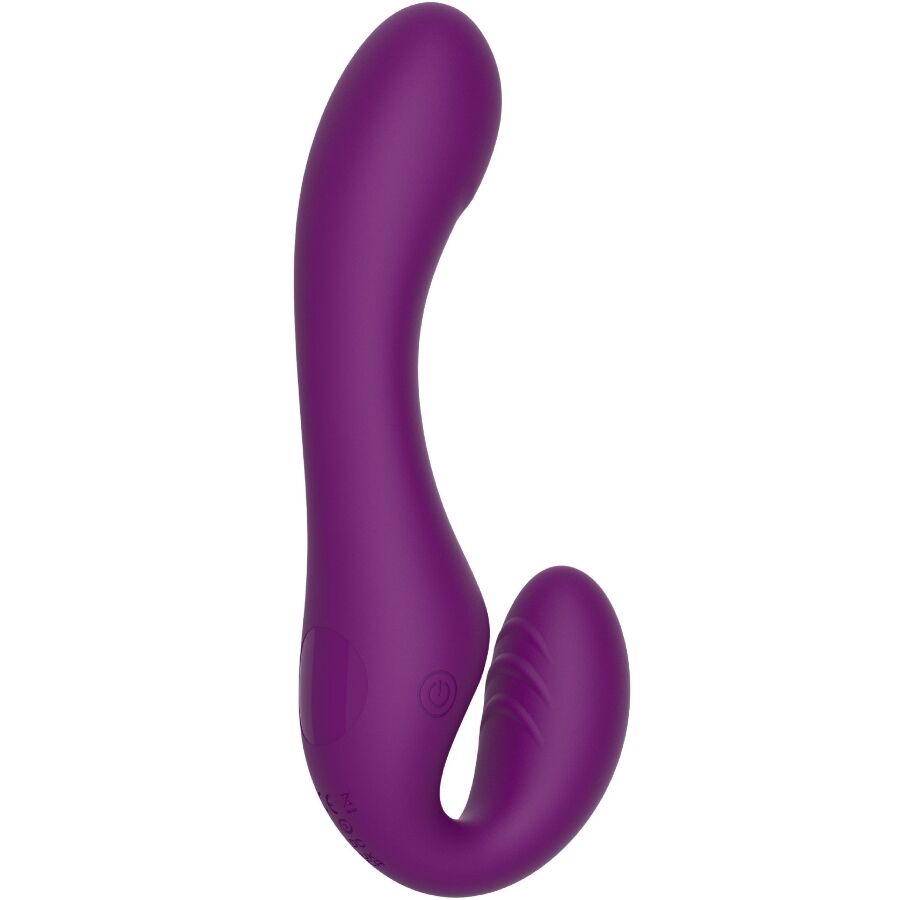 XOCOON - VIBRADOR STRAP-ON 2 EM 1 SEM ALÇAS COM CONTROLE REMOTO ROXO