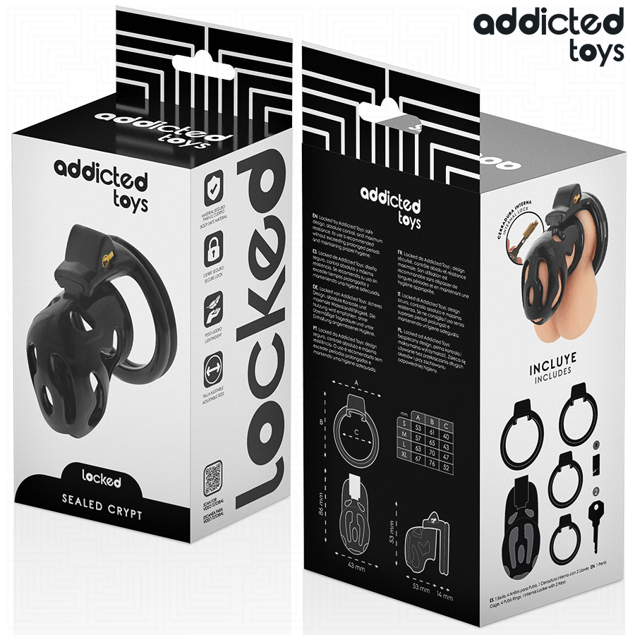 ADDICTED TOYS LOCKED - GAIOLA DE PÊNIS CRYPT SELADA 8 CM