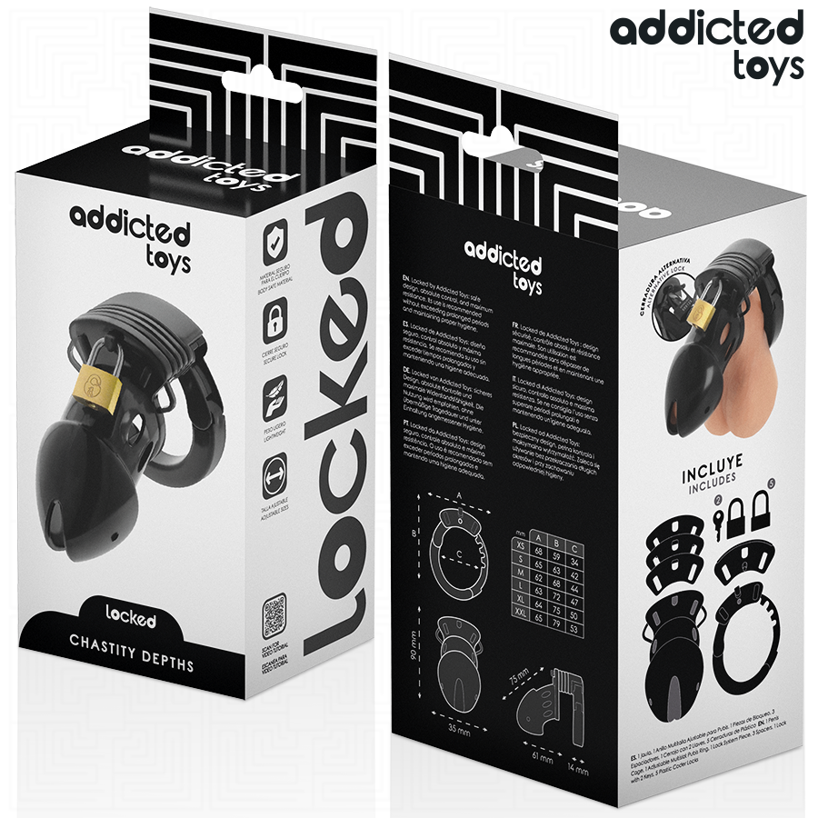 ADDICTED TOYS LOCKED - GAIOLA PARA PÊNIS CHASTITY DEPHHS 7,5 CM