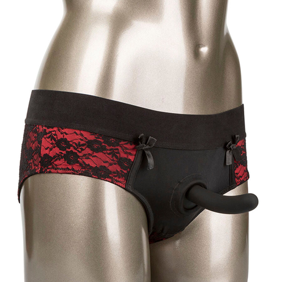 CALEXOTICS - CONJUNTO DE CALCINHAS SCANDAL SEM FUNDO COM DILDO TAMANHO L/XL