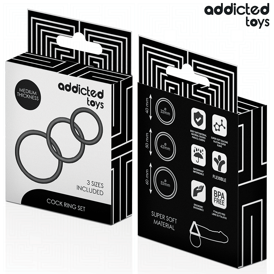 ADDICTED TOYS - CONJUNTO DE ANÉIS DE SILICONE MODELO 2