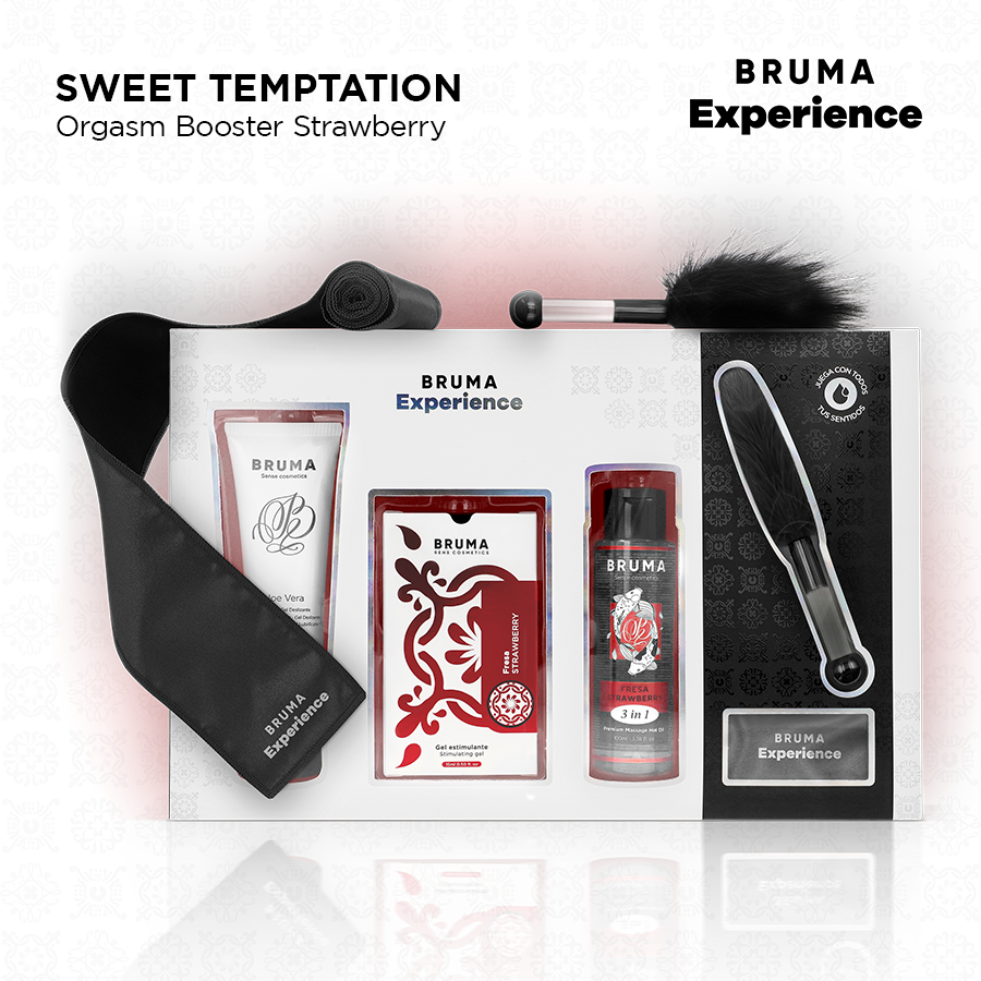 BRUMA XPERIENCE - KIT TENTAÇÃO DE MORANGO DOCE COM POTENCIALIZADOR DE ORGASMO