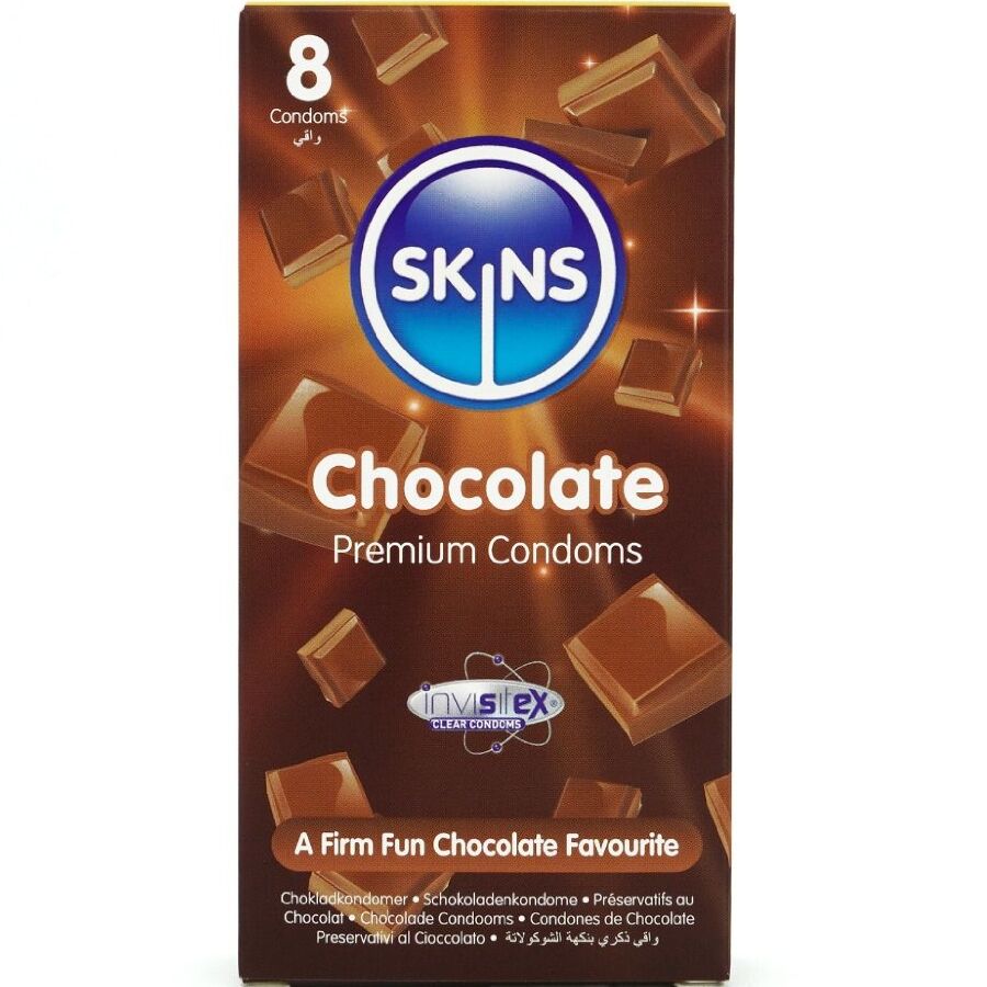 SKINS - PRESERVATIVOS CHOCOLATE PREMIUM PACOTE 8