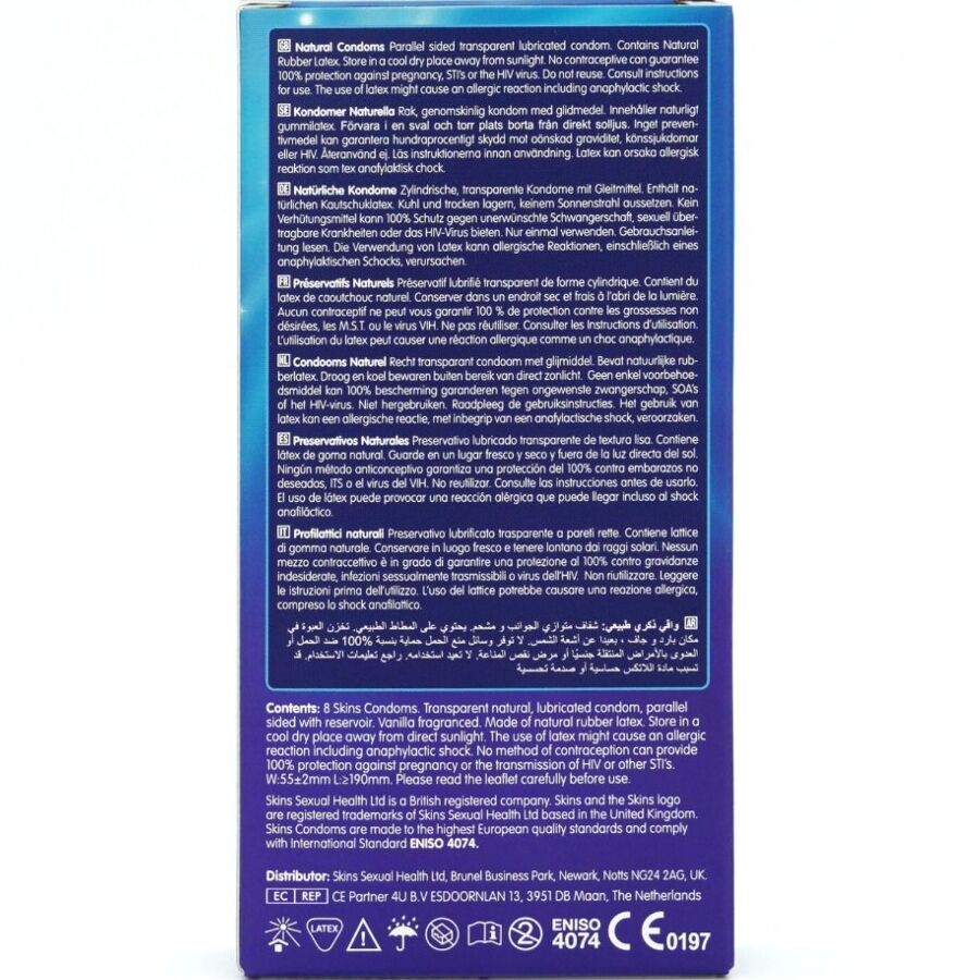 SKINS - PRESERVATIVOS NATURAIS PREMIUM PACOTE 8