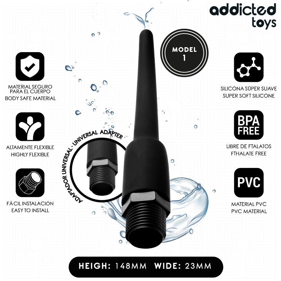 ADDICTED TOYS - LIMPADOR ANAL COM ADAPTADOR UNIVERSAL MODELO 1