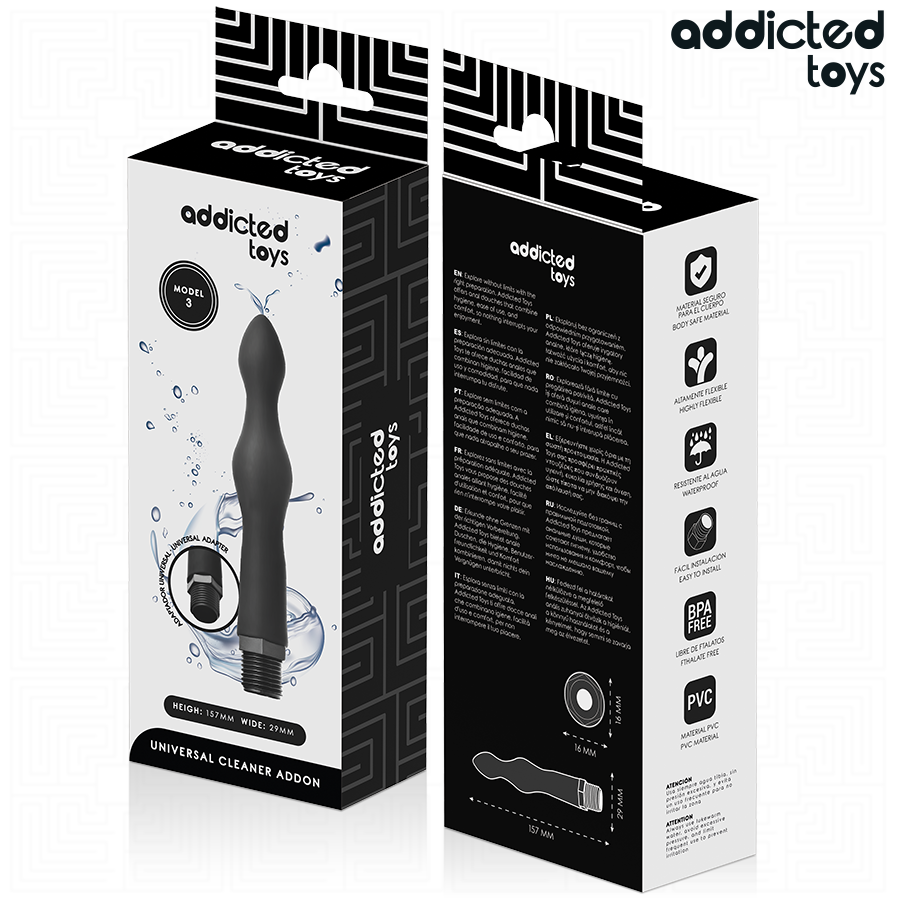 ADDICTED TOYS - LIMPADOR ANAL COM ADAPTADOR UNIVERSAL MODELO 3