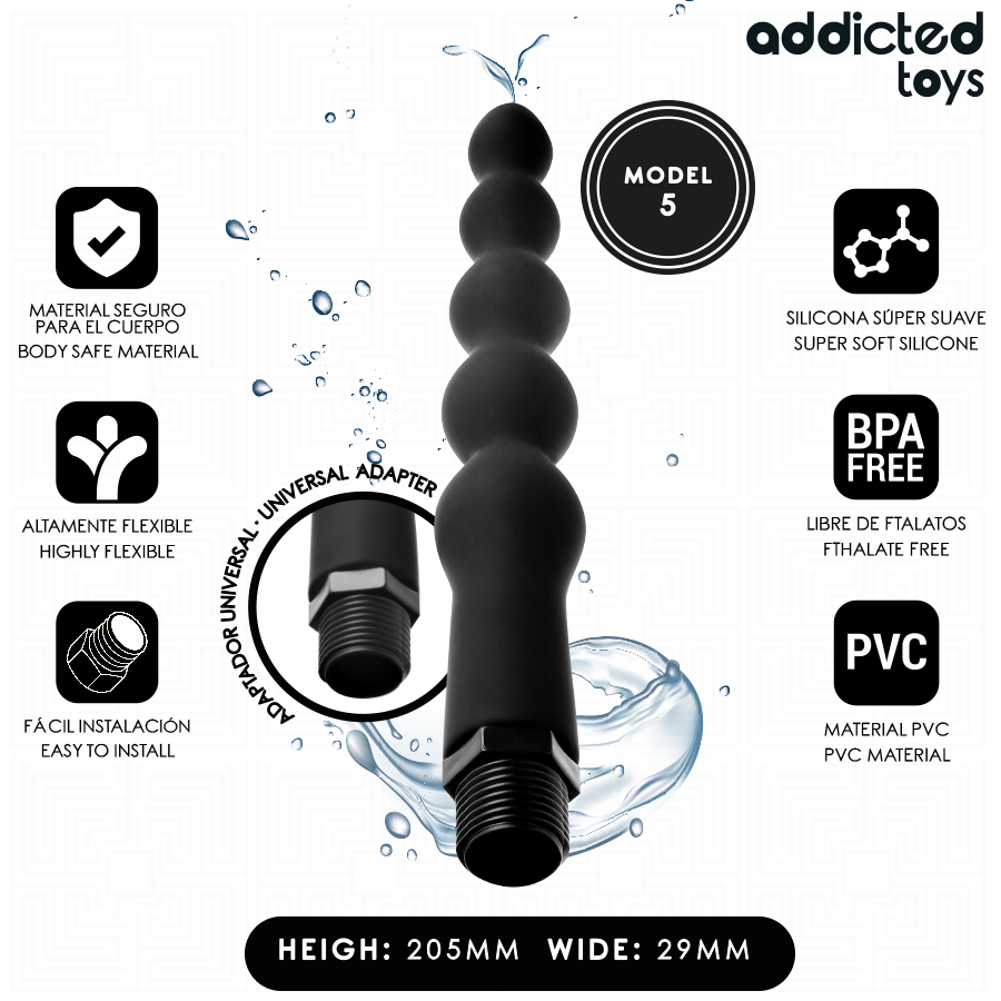 ADDICTED TOYS - LIMPADOR ANAL COM ADAPTADOR UNIVERSAL MODELO 5