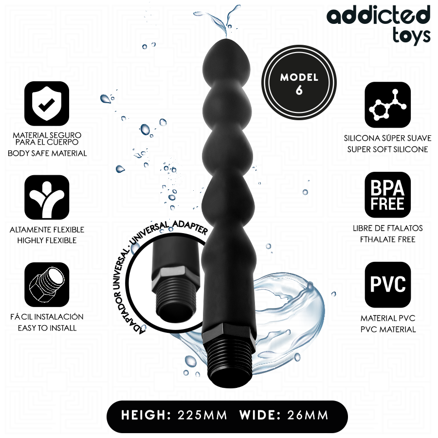ADDICTED TOYS - LIMPADOR ANAL COM ADAPTADOR UNIVERSAL MODELO 6
