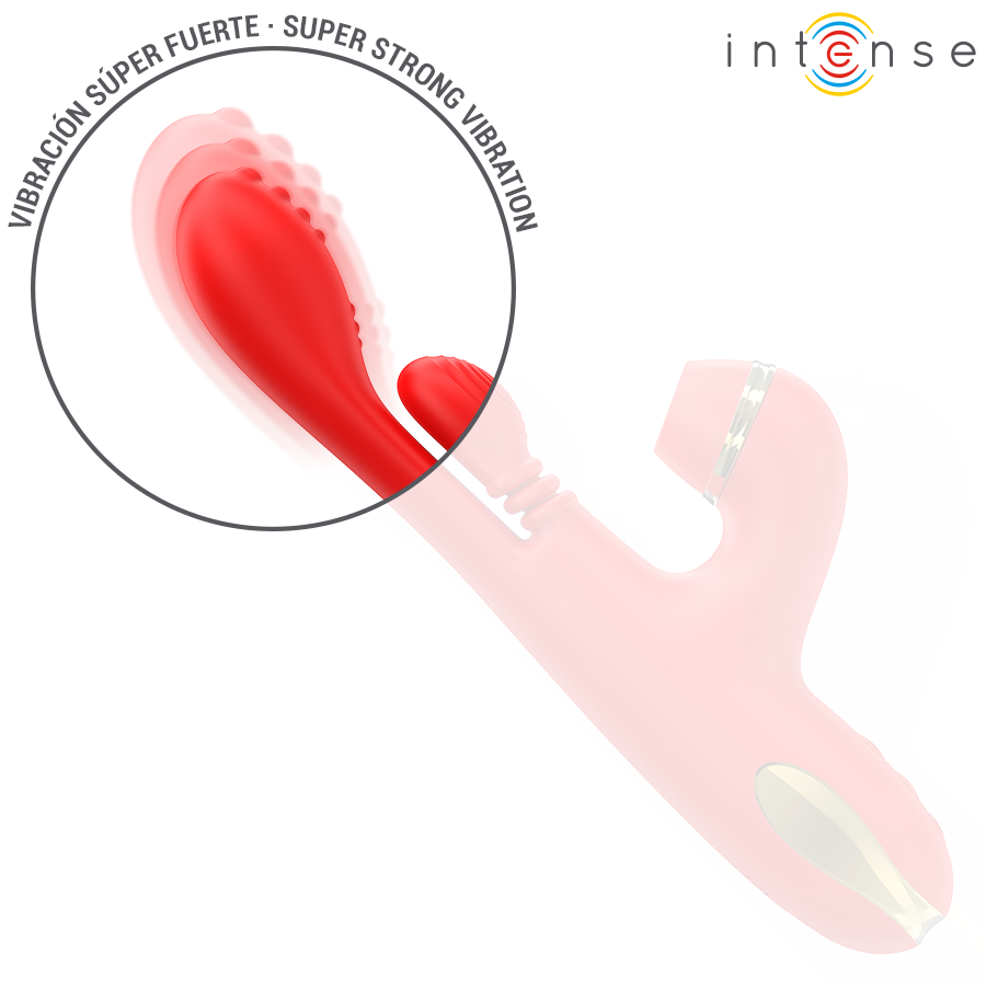 INTENSE - ESTIMULADOR DE CLITÓRIS MULTIFUNCIONAL KATY 4 CABEÇAS INTERCAMBIÁVEIS VERMELHO