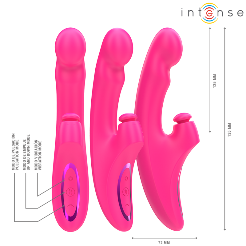 INTENSE - VIBRADOR EMI 13,5 CM MULTIFUNCIONAL 3 EM 1 10 VIBRAÇÕES ROSA