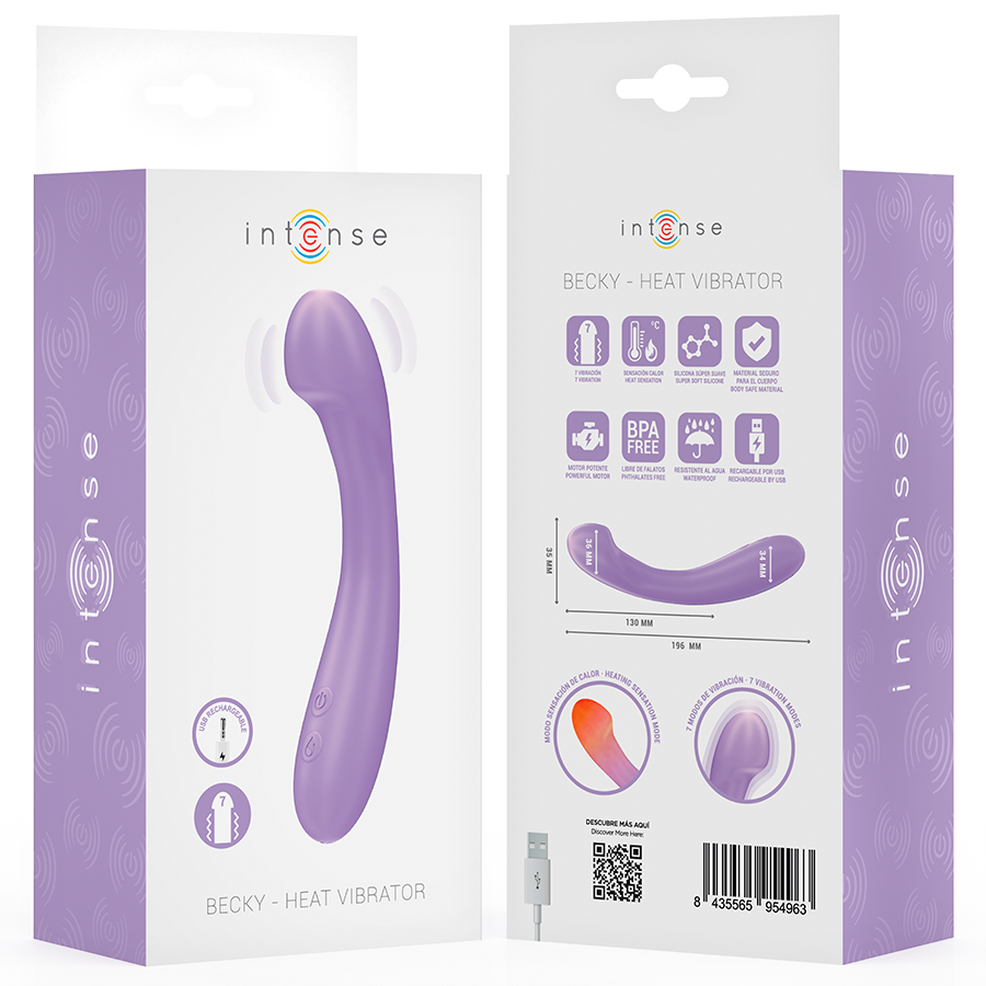 INTENSE - VIBRADOR BECKY 19 CM AQUECÍVEL 7 VIBRAÇÕES ROXO