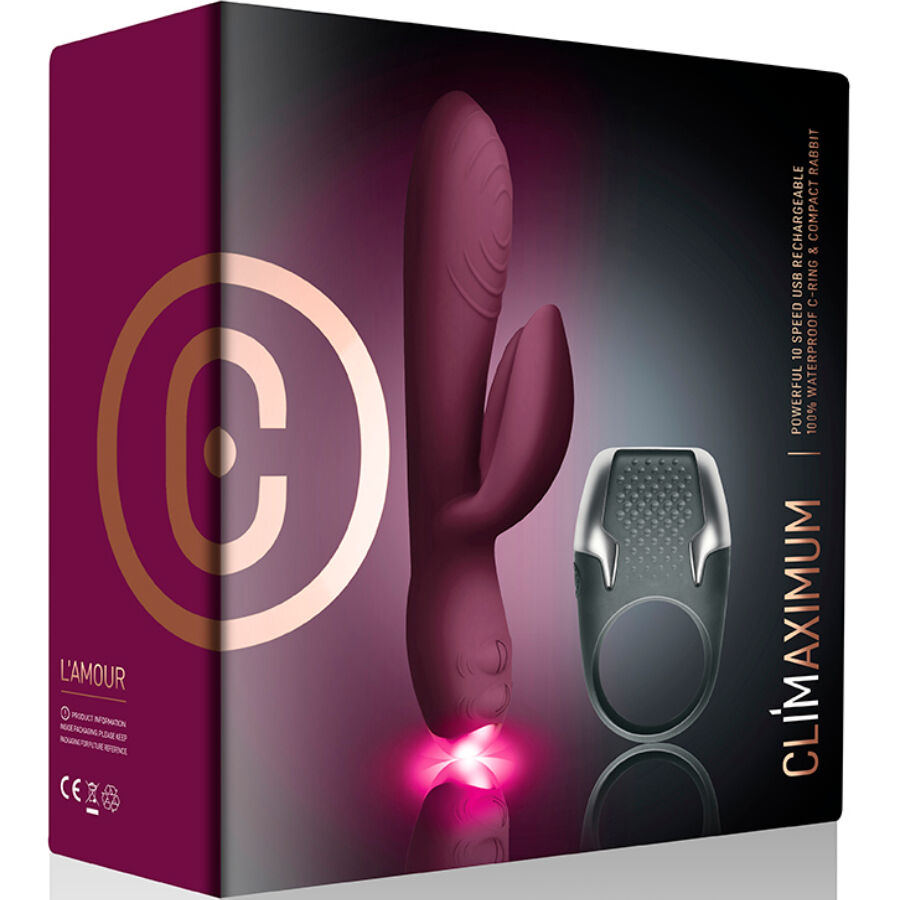 CLIMAXIMUM - KIT LAMOUR VIBRADOR COELHO + ANEL DE PÉNIS DE LED