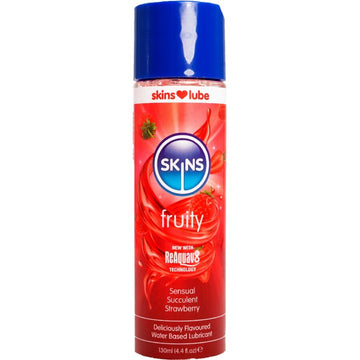 SKINS - LUBRIFICANTE À BASE DE ÁGUA COM SABOR FRUTADO DE MORANGO 130 ML