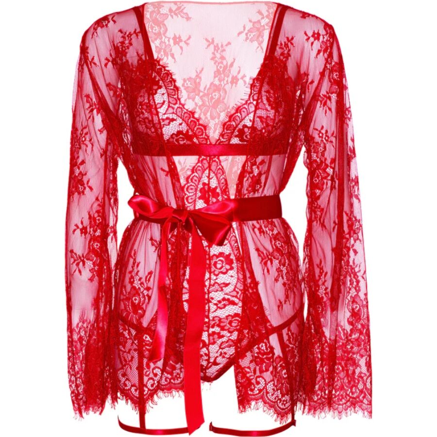 LEG AVENUE - 86123 CONJUNTO DE ROBE COM CALCINHA E LIGA VERMELHO TAMANHO S