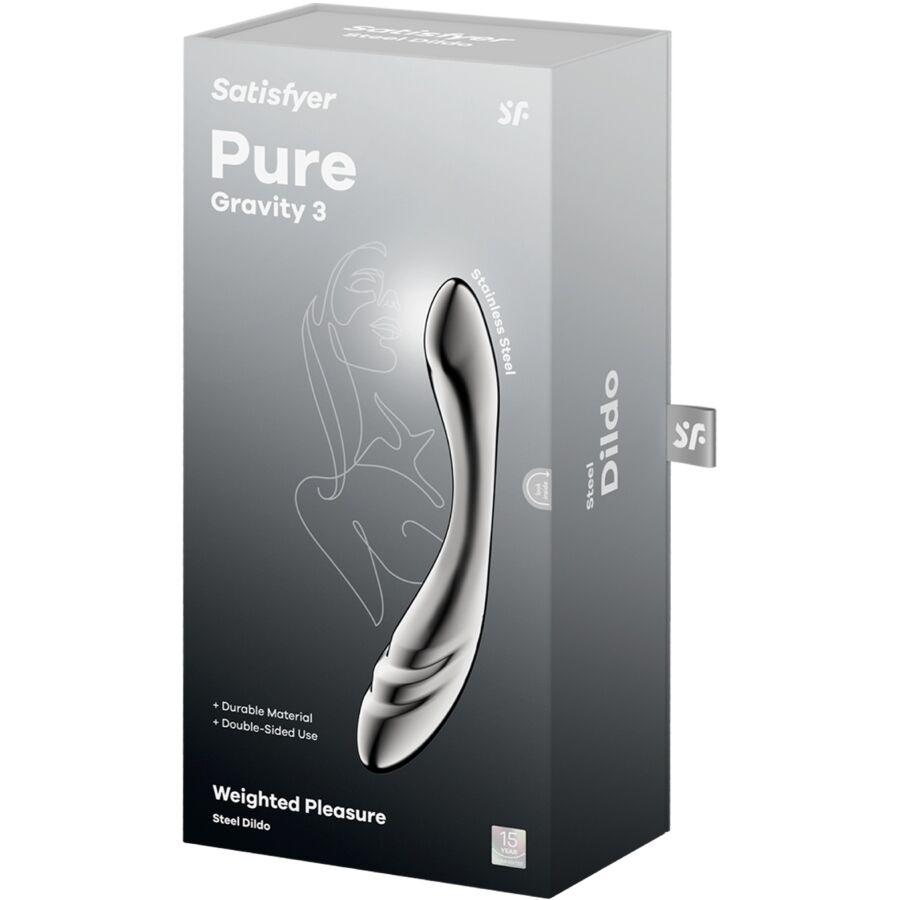 SATISFYER - PURE GRAVITY 3 DILDO DE AÇO INOXIDÁVEL COM DUAS EXTREMIDADES