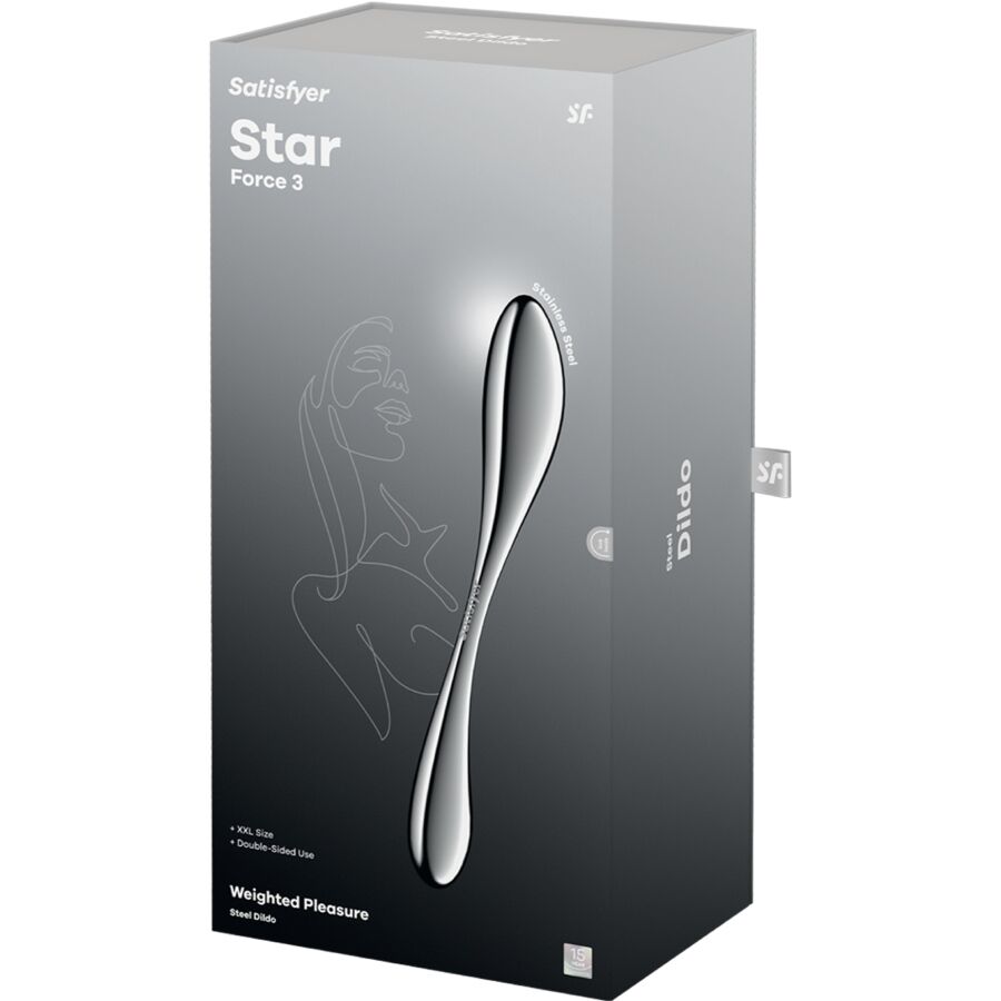 SATISFYER - STAR FORCE 3 DILDO DE AÇO INOXIDÁVEL COM DUAS EXTREMIDADES