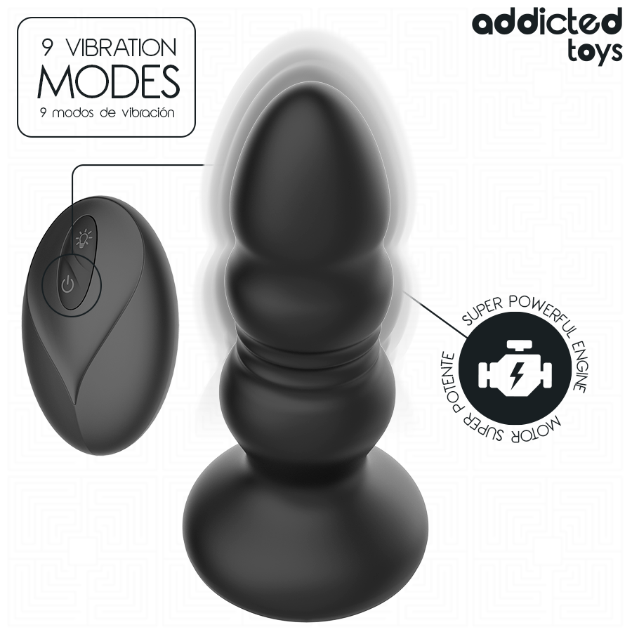 ADDICTED TOYS - PLUG ANAL GIRATÓRIO VIBRATÓRIO COM LUZ LED E CONTROLE REMOTO