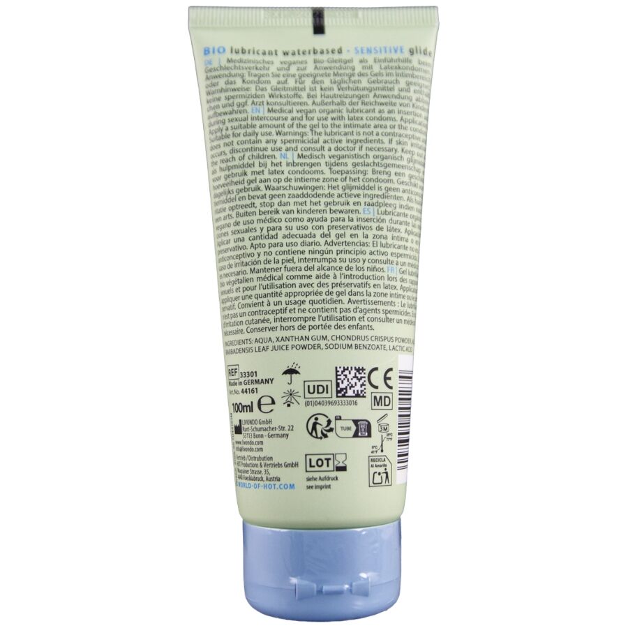 HOT - BIO LUBRIFICANTE À BASE ÁGUA SENSITIV 100 ML