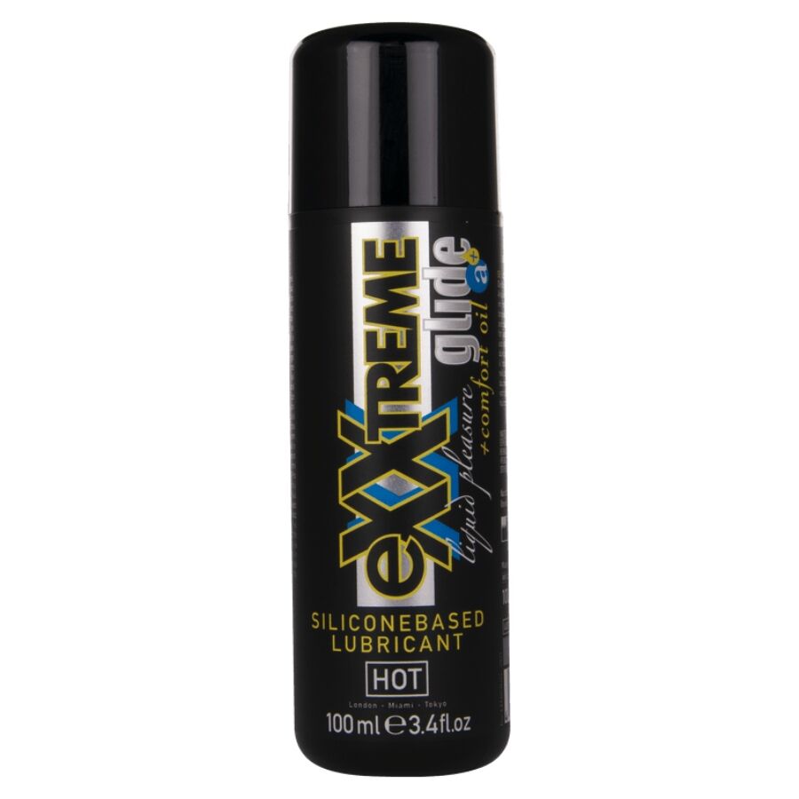 HOT - EXXTREME GLIDE LUBRIFICANTE À BASE DE SILICONE + ÓLEO CONFORTANTE A+ 100 ML