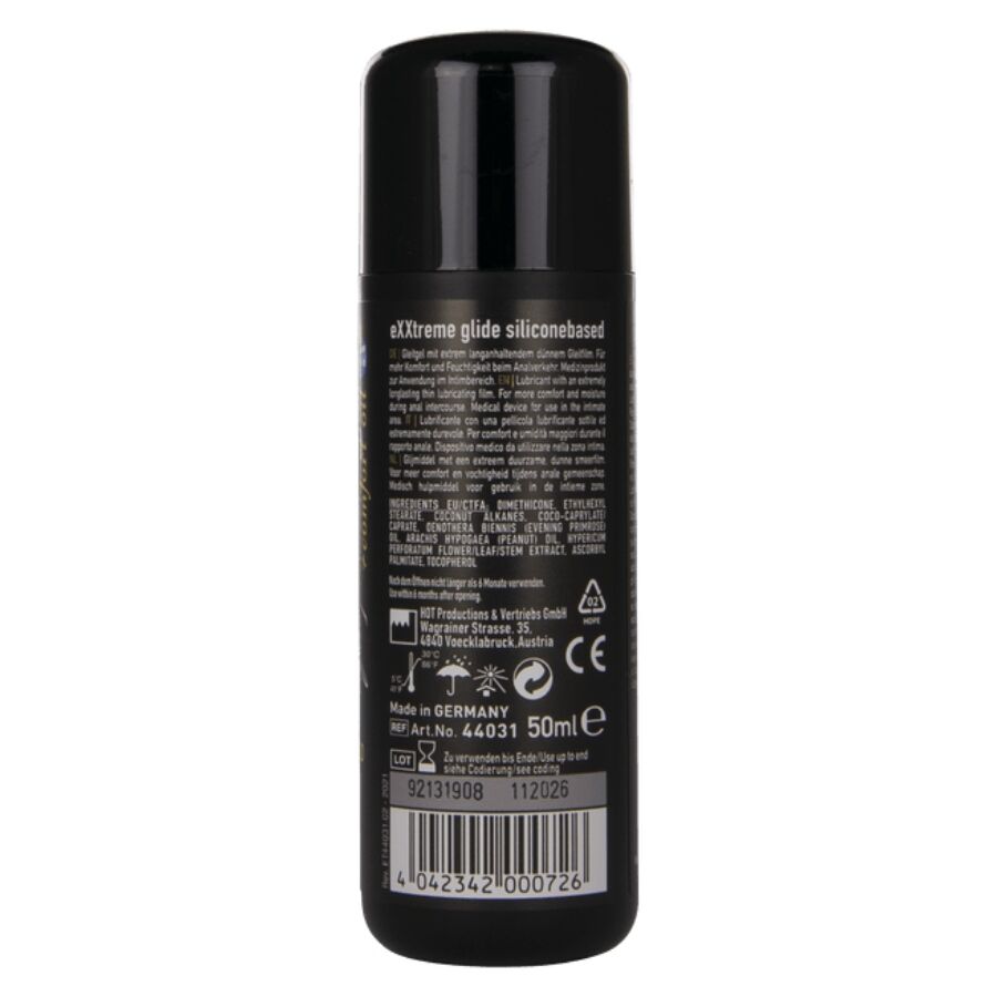 HOT - EXXTREME GLIDE LUBRIFICANTE À BASE DE SILICONE + ÓLEO CONFORTANTE A+ 50 ML