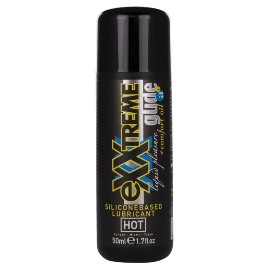 HOT - EXXTREME GLIDE LUBRIFICANTE À BASE DE SILICONE + ÓLEO CONFORTANTE A+ 50 ML