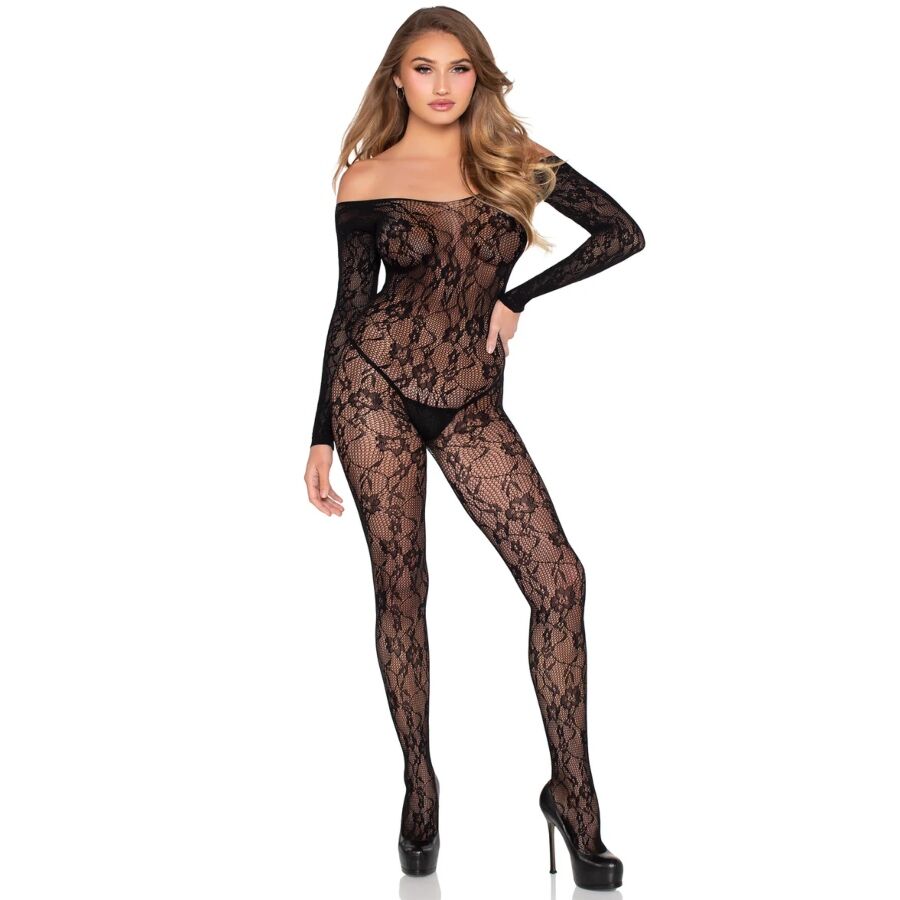 LEG AVENUE - 89366 BODY DE RENDA PRETO - TAMANHO ÚNICO