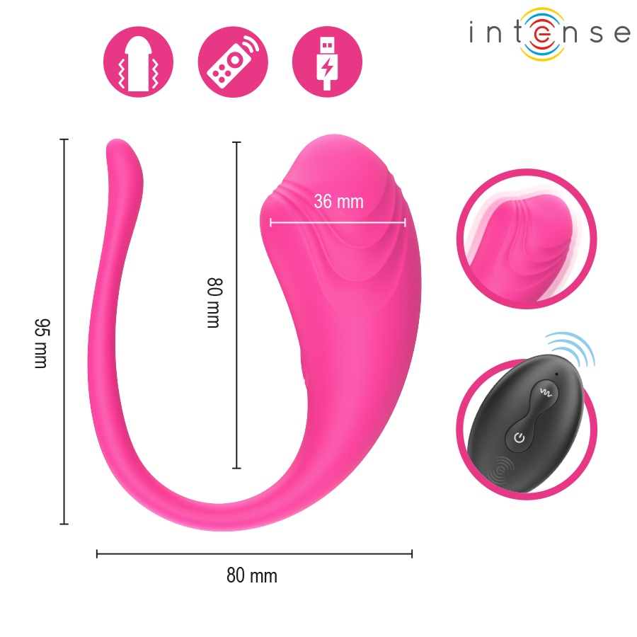 INTENSE - OVO VIBRATÓRIO ROSA OLIVIA COM CONTROLE REMOTO