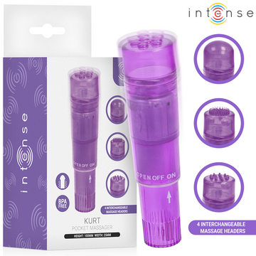 INTENSE - MINI MASSAGEADOR KURT COM 4 CABEÇAS INTERCAMBIÁVEIS ROXO