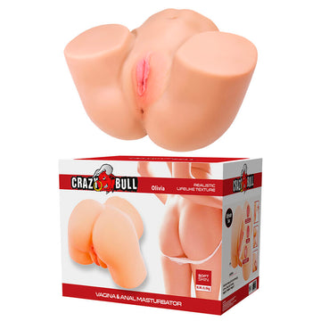 CRAZY BULL - OLIVIA MASTURBADOR VIBRATÓRIO DUPLO VAGINAL E ANAL CARNE