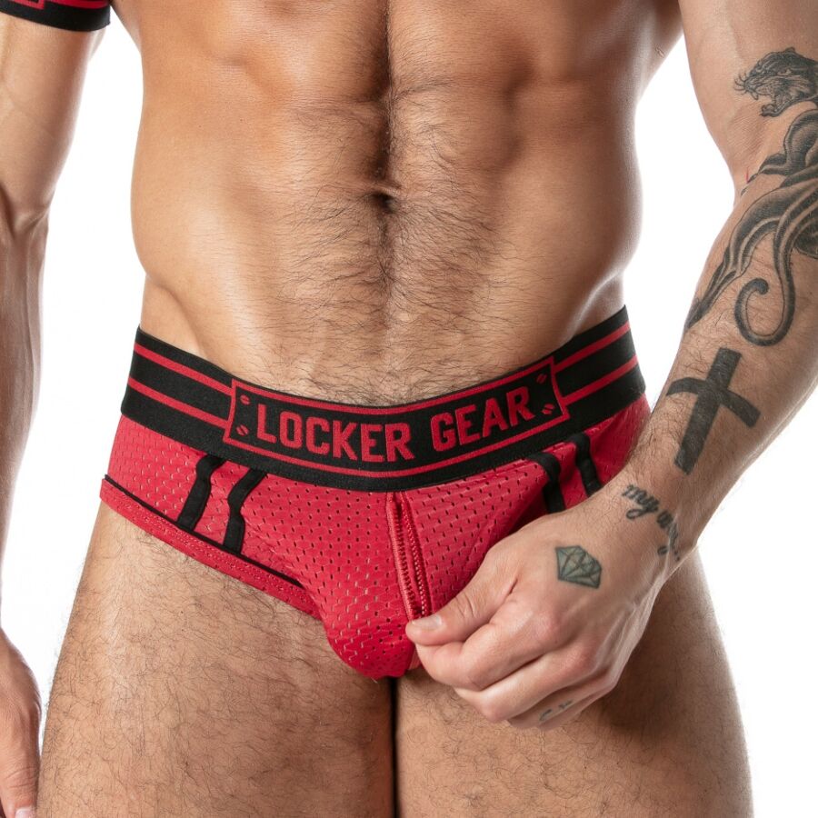 LOCKER GEAR - CUECA SUSPERLORIDA EM MALHA ESPORTIVA VERMELHA M