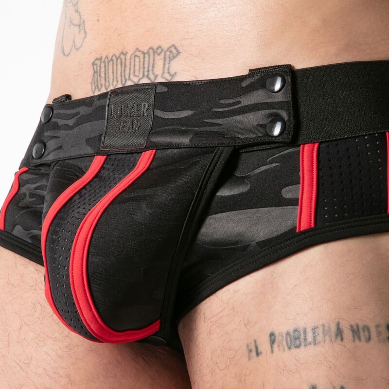 LOCKER GEAR - CUECA JOCK STOCK COM ACESSO MILITAR COMPLETO VERMELHA S